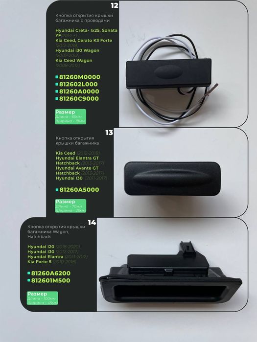 Кнопка открытия багажника Hyundai, Kia