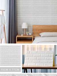 Papel de parede, padrão tijolo, branco