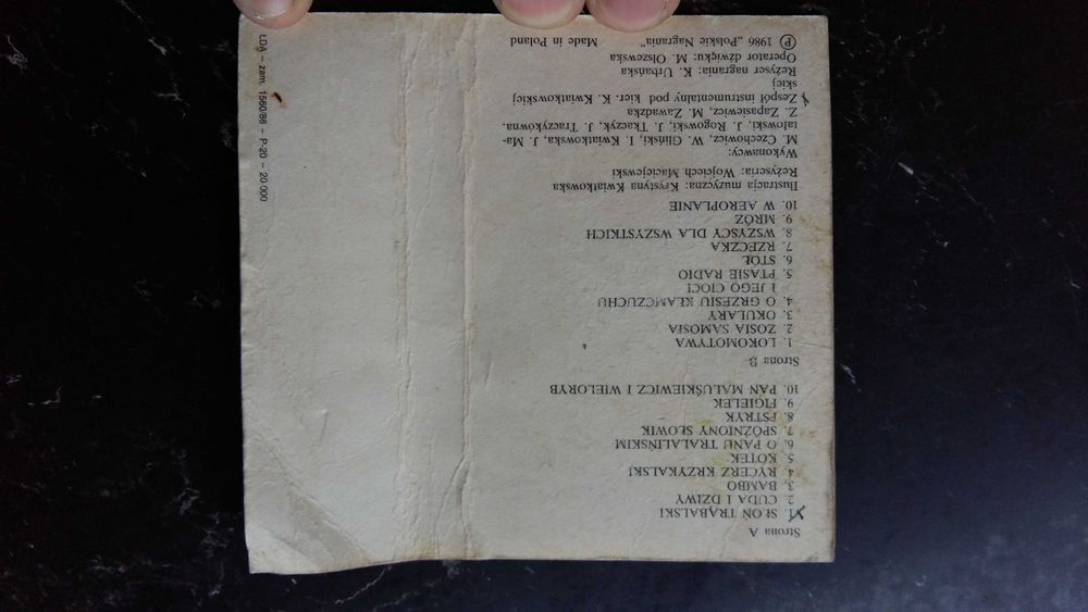 Kaseta magnetofonowa Julian Tuwim- Wiersze dla dzieci ,Wkładka