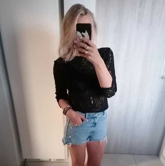 Bluzka czarna koronka ZARA rozm. M/ L