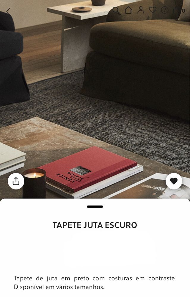 Tapete Juta Escuro 60 × 120 cm Zara Home NOVO