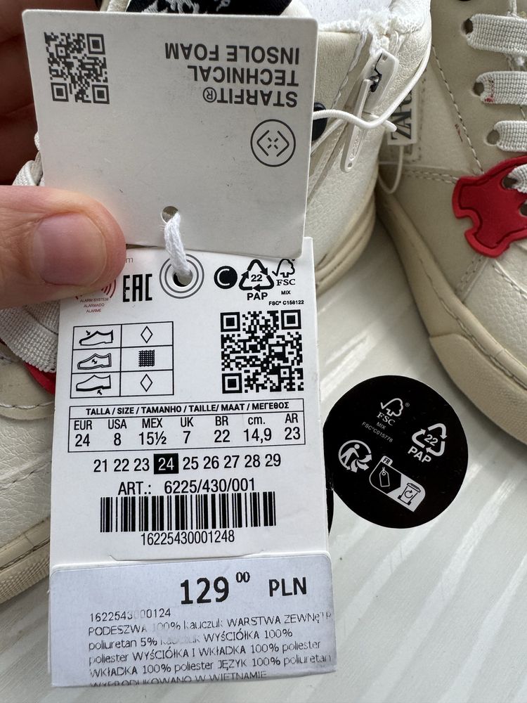 Нові хайтопи Zara 24 розмір 14,9 см