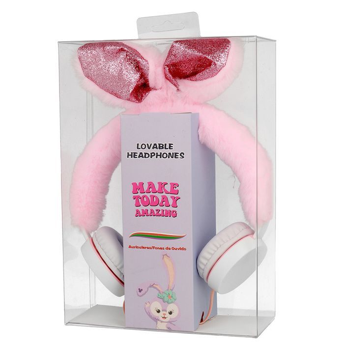 Słuchawki Gjby - Pluszowe Rabbit Różowe