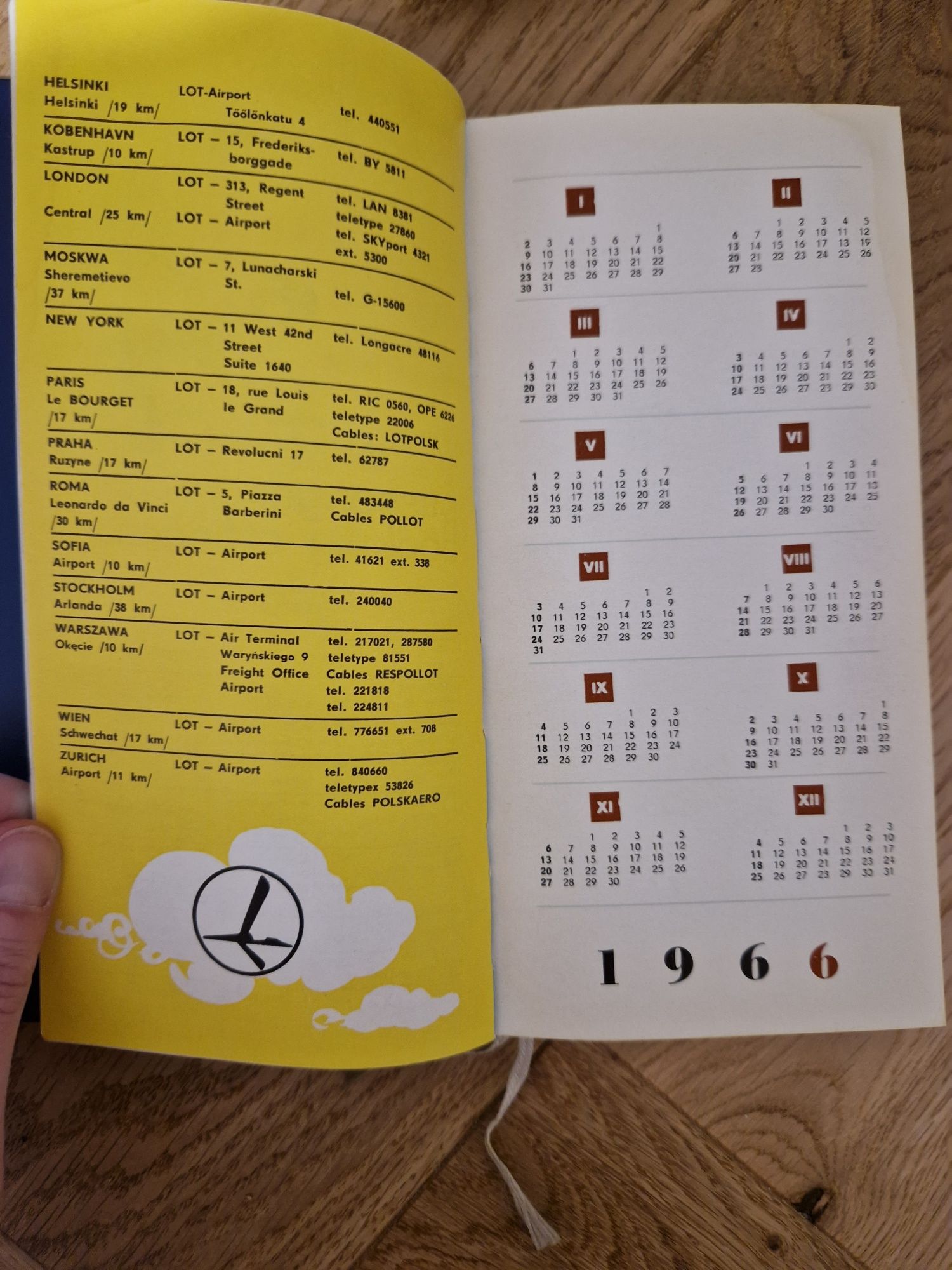 Kalendarze książkowe LOT  1966 i rok 1977 Polskie Linie Lotnicze