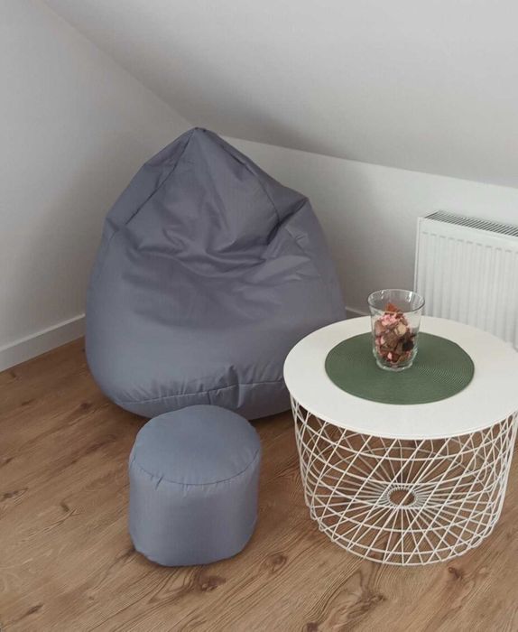 Stylowa Pufa Fotel Leżak Krzesło Siedzisko Worek + Podnóżek