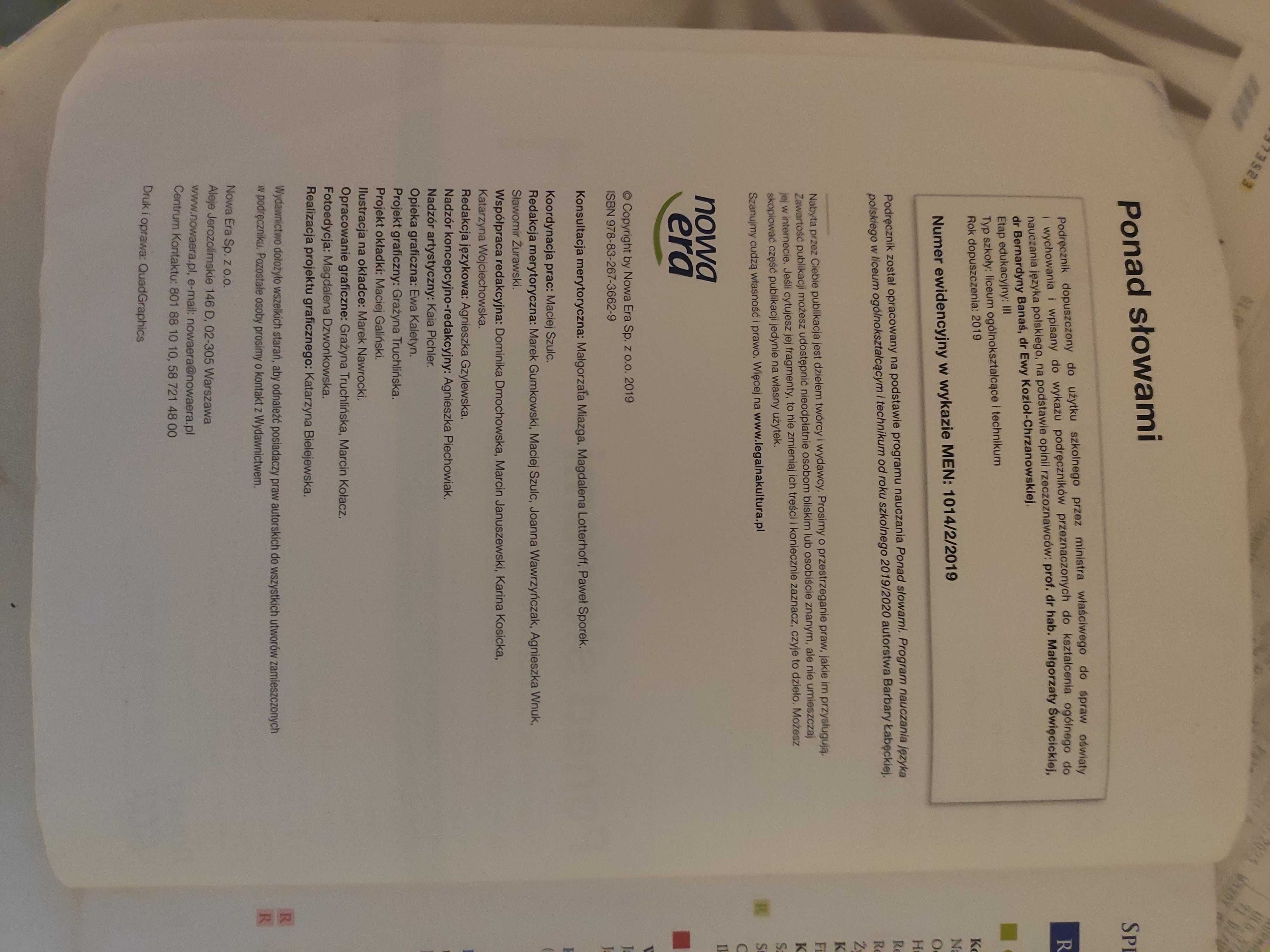 Podręcznik "Ponad słowami podręcznik klasa 1 część 2 "