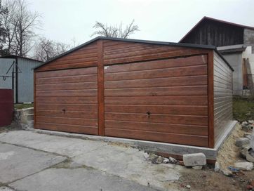 Garaż blaszany 6x5 dach dwuspadowy, drewnopodobny, garaże 6x6,5x5,4x6,