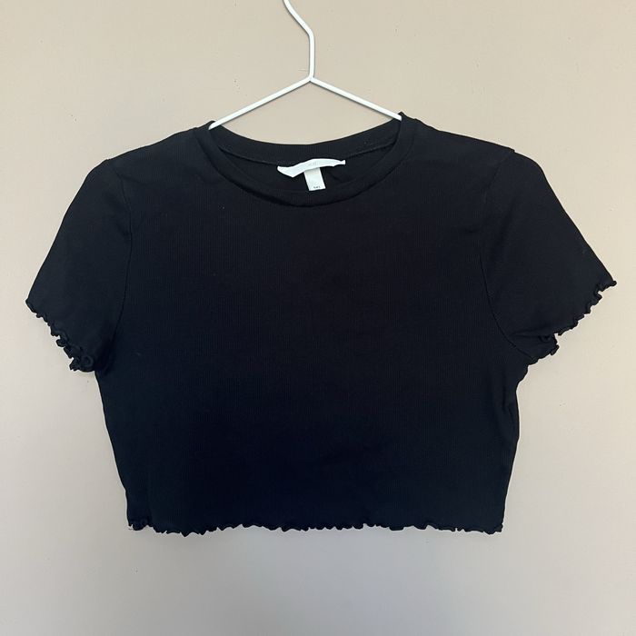 Bawełniany czarny crop top H&M S