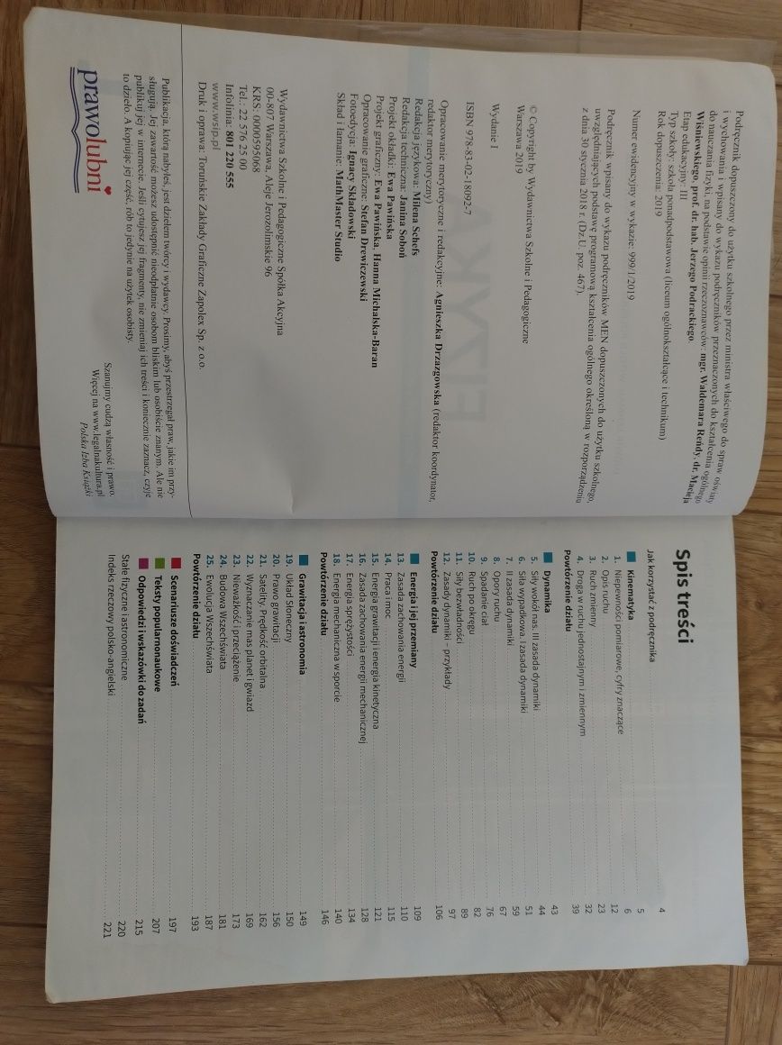Podręcznik  Fizyka 1 WSiP zakres podstawowy liceum technikum
