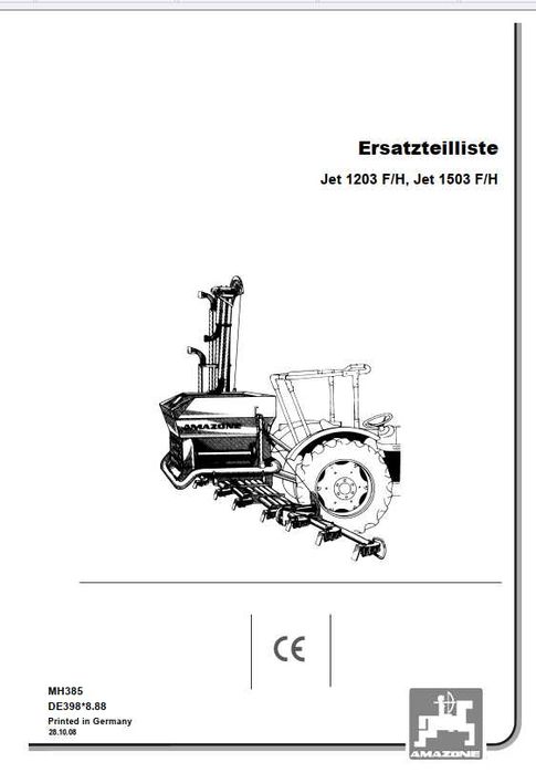 Katalog części AMAZONE Jet 1203 FH, Jet 1503 FH w języku ANGIELSKIM