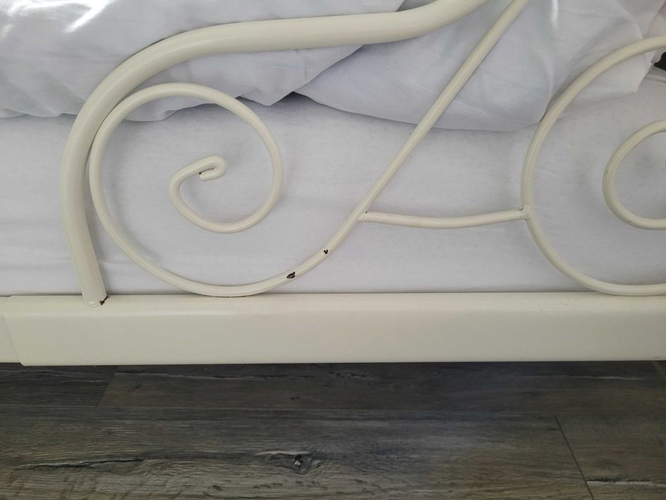 Łóżko regulowane Minnien Ikea Metalowe Kremowe 206x85 cm