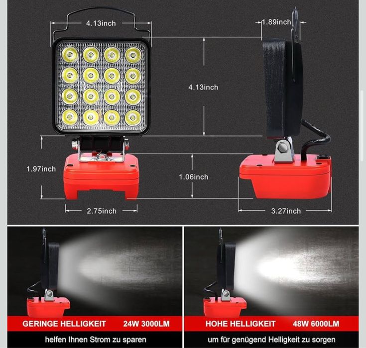 EDTRAN Lampa robocza Led pod akumulator Milwaukee 18V