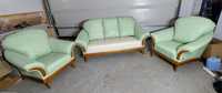 Piękny, stylowy komplet KLER,sofa, 2 fotele, skóra naturalna, transpor