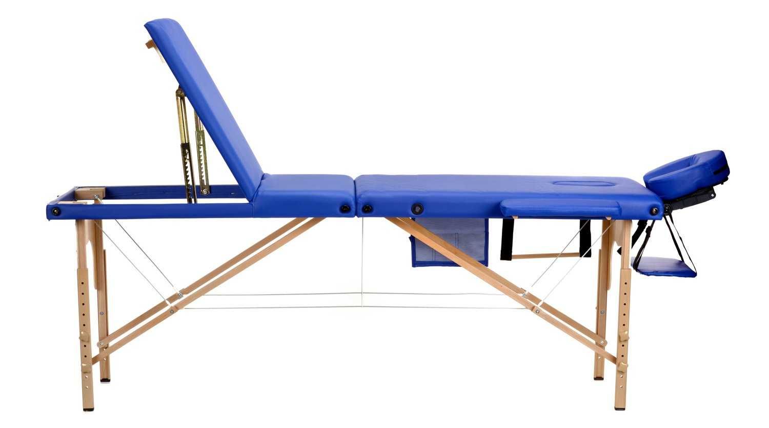 Stół, łóżko do masażu 3-segmentowe drewniane Niebieski