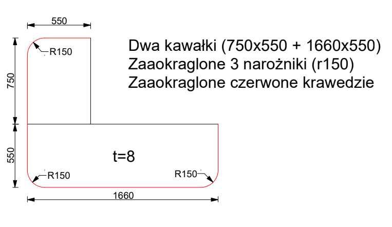 Szkło, szyba hartowana pod kominek L