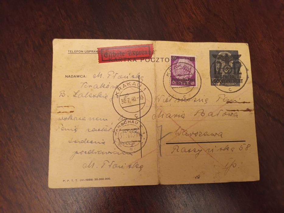 Kartka Pocztowa z czasów 2 wojny światowej.