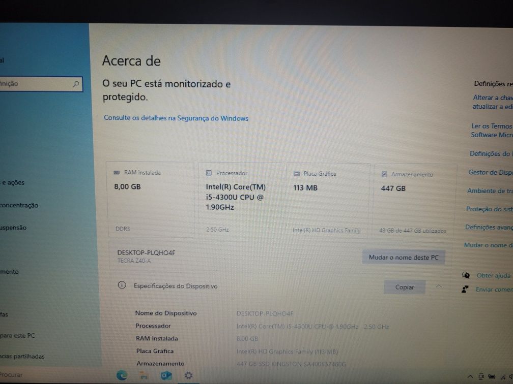 Portátil Toshiba Tecra Z40 i5 de 4th gen