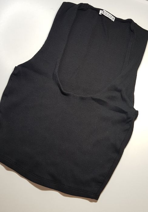 Top zara czarny prążek  s