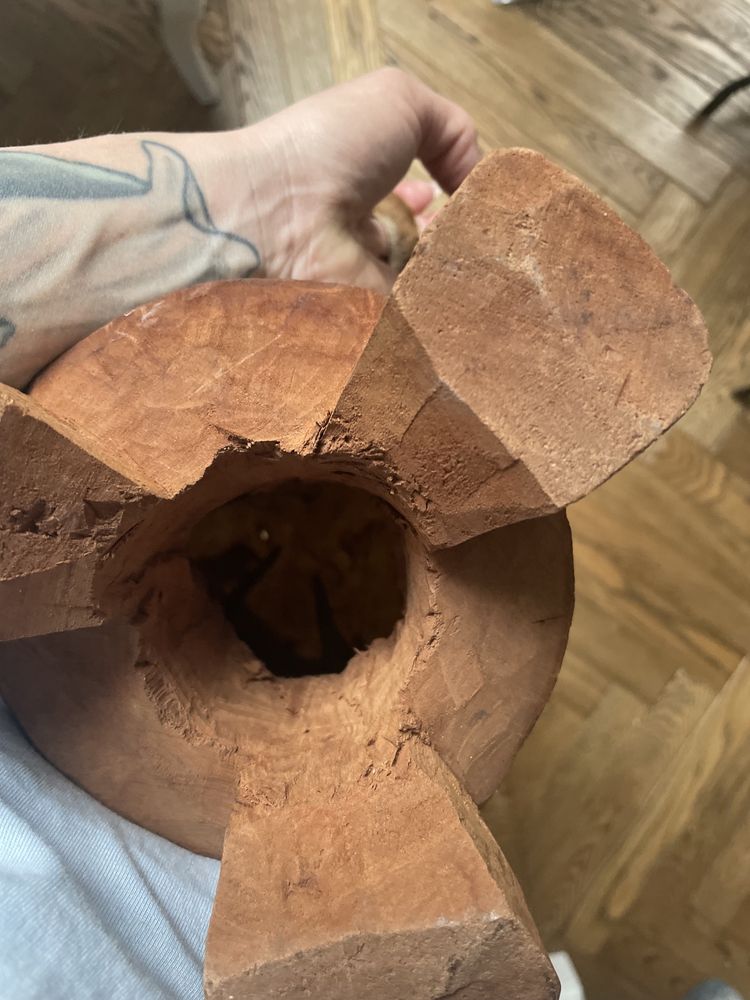 Bębenek afrykański obity naturalna  skóra drewno