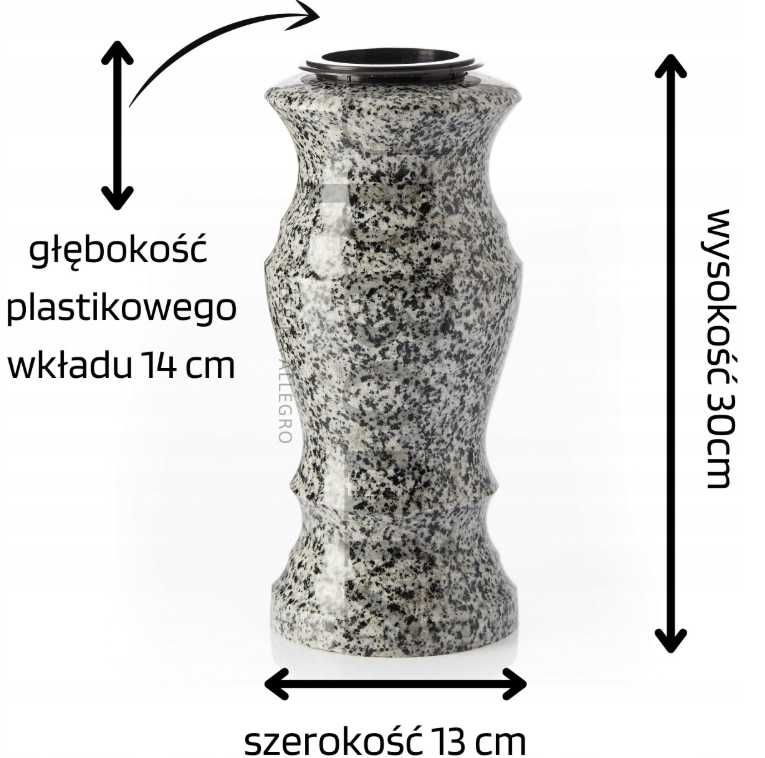 Wazon na grób GRANITOWY Impala nagrobny CZARNY na pomnik soldiny