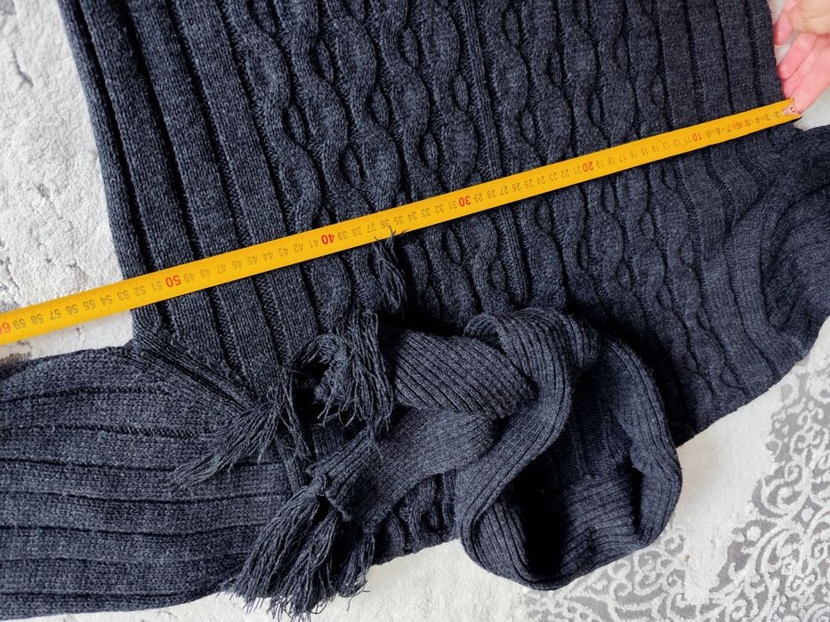 Sweter warkocz kołnierz szalik 50% wełna Yeni Bectas triko L