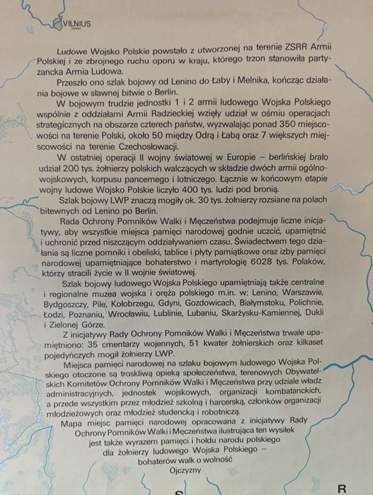 Stara mapa na płótnie z 1978 rok miejsca pamięci narodowej PRL