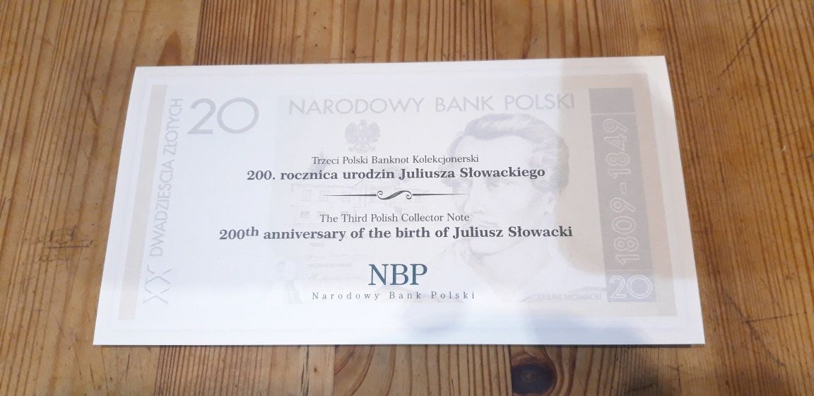 20 zł Juliusz Słowacki banknot kolekcjonerski NBP