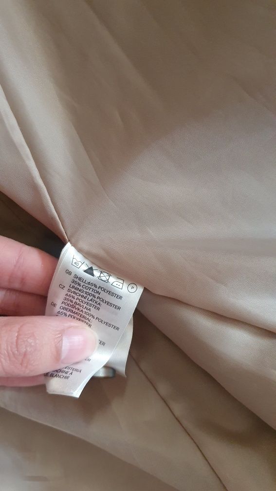 H&M beżowy płaszcz trencz prochowiec rozm. S 36