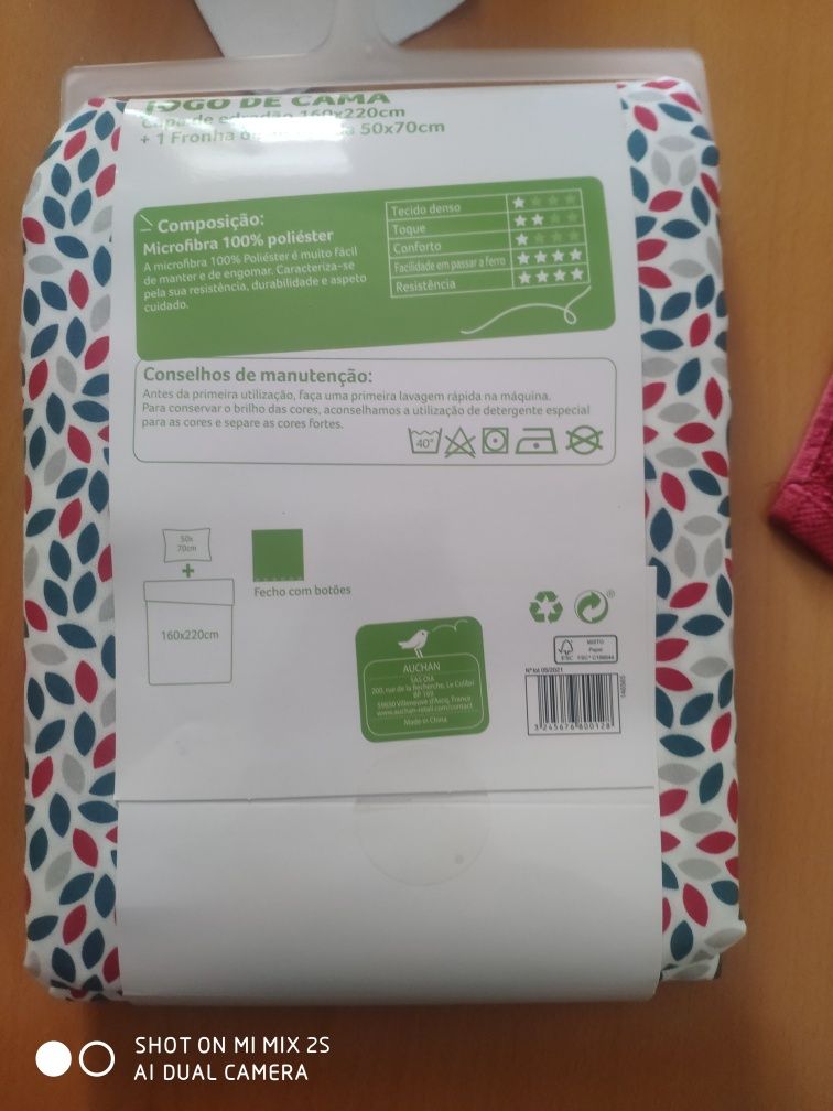 Jogo de cama, capa de edredão e fronha de almofada