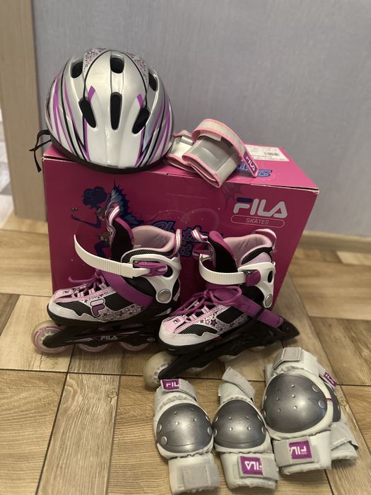 Набор ролики для девочки Fila J-ONE G Black Magenta Combo 3 set