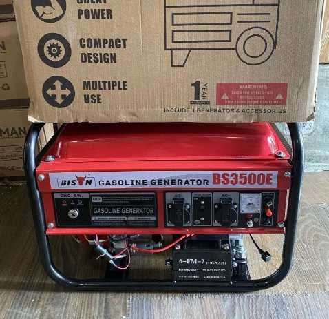Генератор 3кВт Bison однофазный бензиновый Оригинал BS3500 медь НОВЫЙ