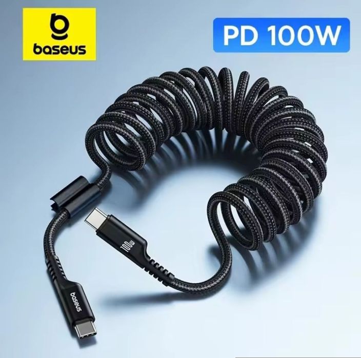 Якісний кабель  Baseus 100W  Type-C + C, швидка зарядка Power Delivery