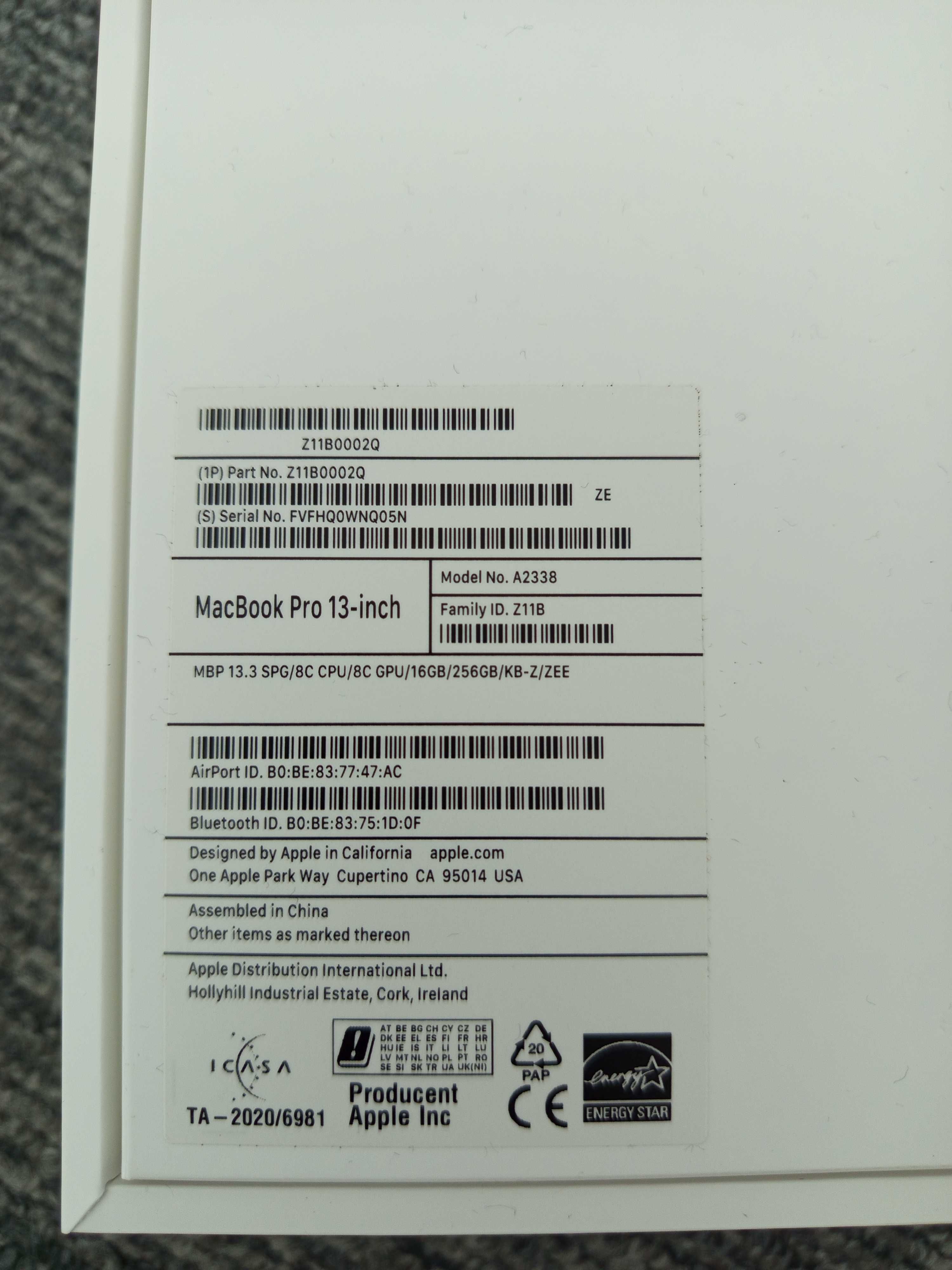 MacBook Pro 13 pudełko, opakowanie