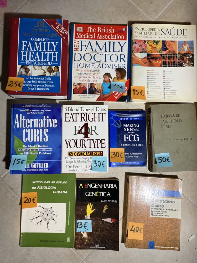 Lote 1: Livros diversos - medicina - saude - em ingles e portugues