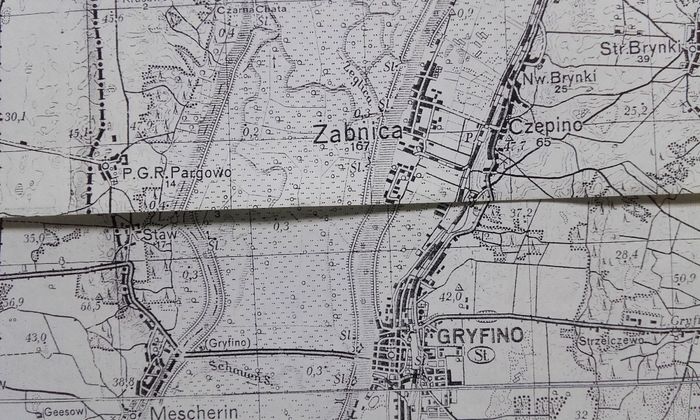 Mapa sztabowa granicy PL-DE z 1947r odc. Buk-Nawodna-1:50000 - kopia