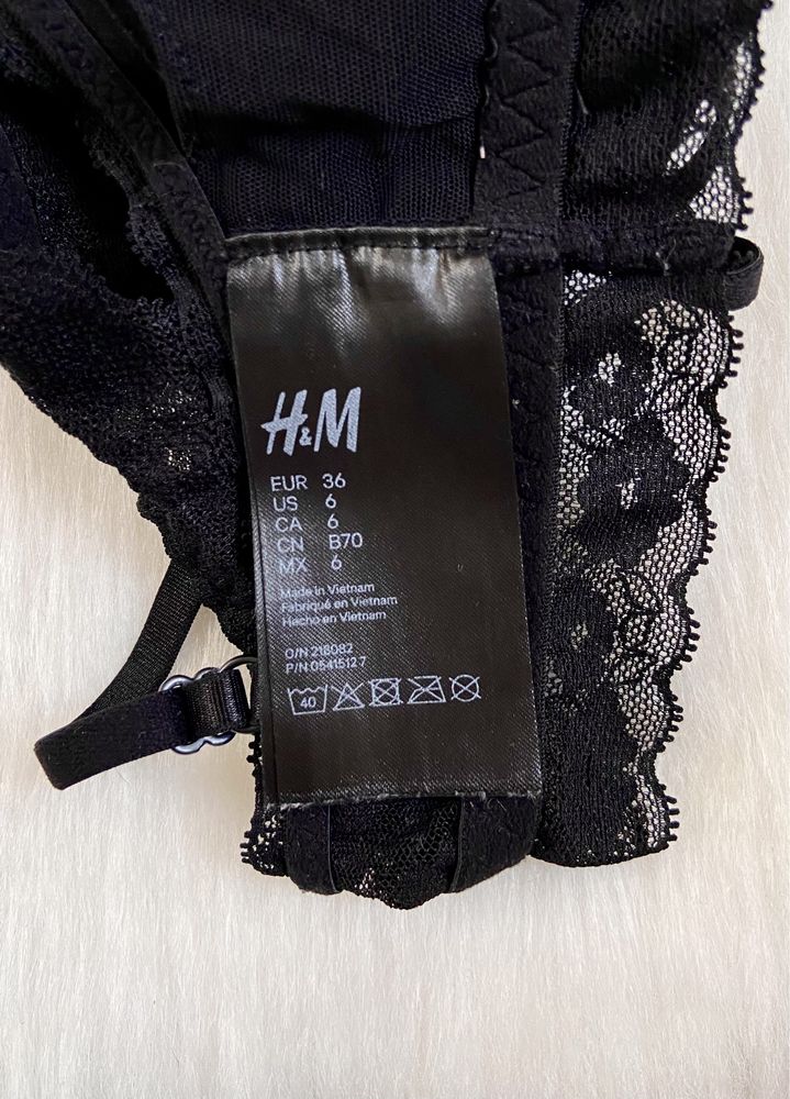 Czarny koronkowy biustonosz bralette/braletka H&M rozmiar 36