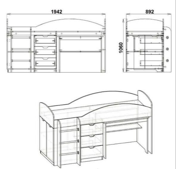 Продам дитяче ліжко-горку з робочою зоною та зберіганням речей