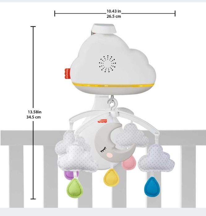 Fisher Price chmurkowa karuzela na łóżeczko uspokajacz z pozytywką