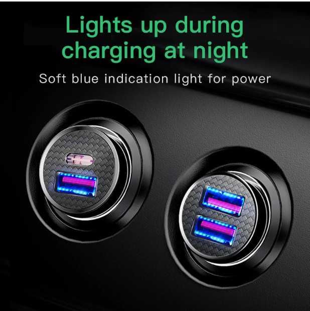 Автомобильное зарядное устройство USB, Type-C в прикуриватель