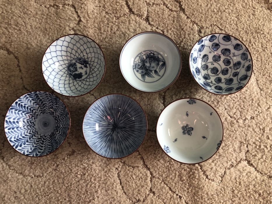 Японські вінтажні керамічні миски , тарілки , набір 6 штук