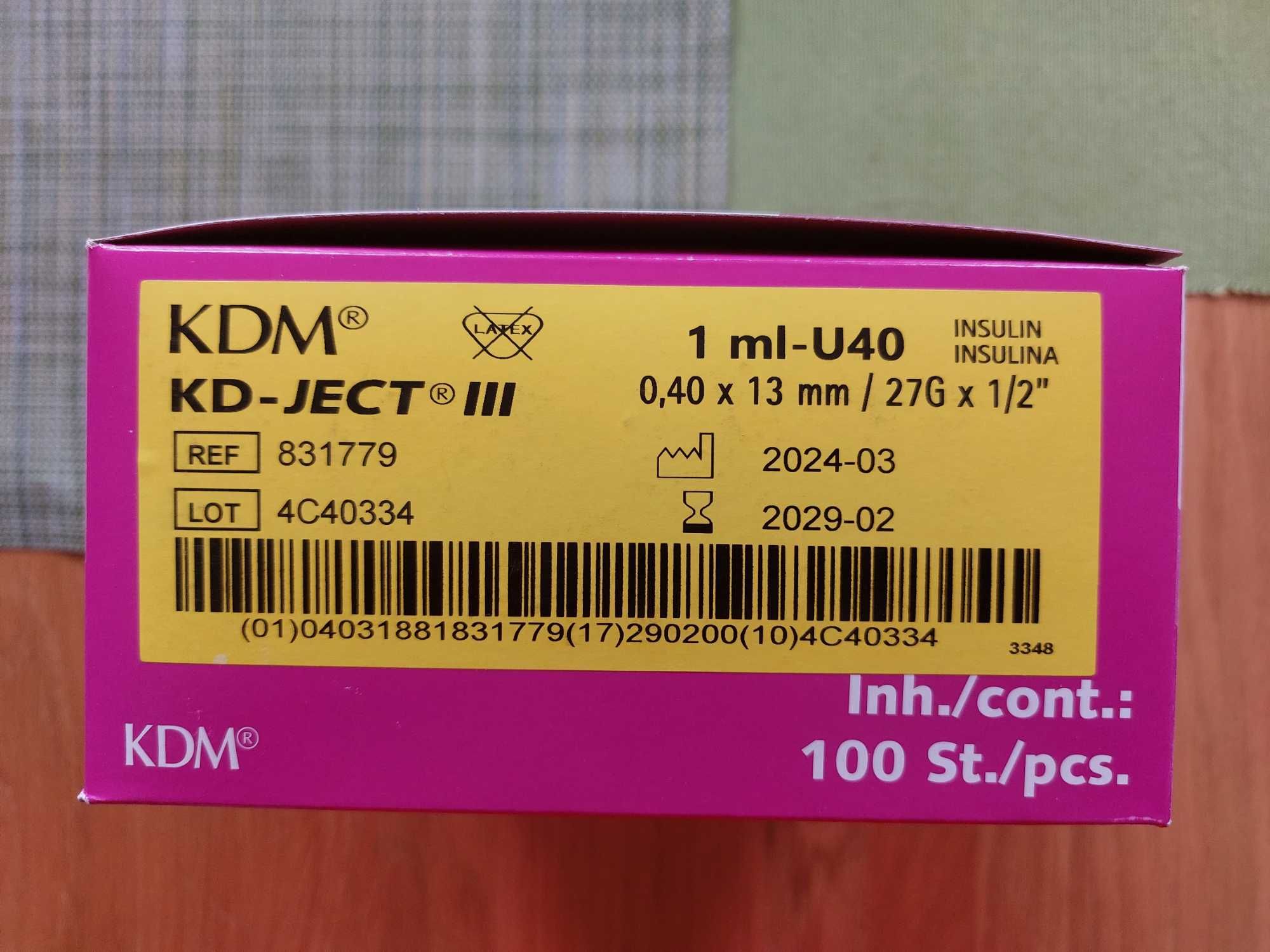 strzykawki insulinowe U 40   1 ml INSULIN