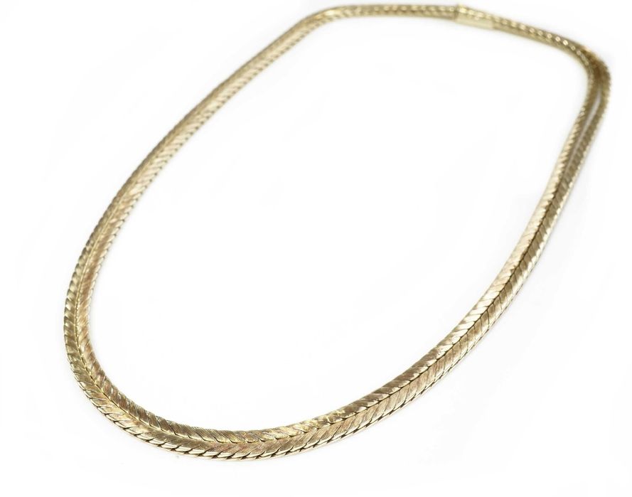 Złoto 585 - złoty łańcuszek podwójny, pełny. 40 cm