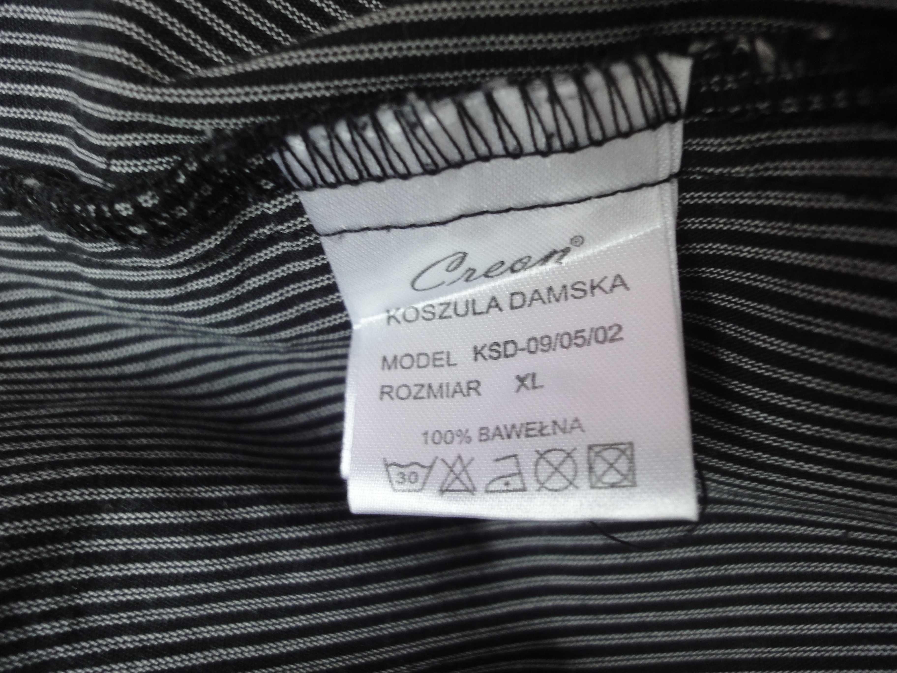 Damska czarna bawełniana bluzka w białe paseczki – CREON XL