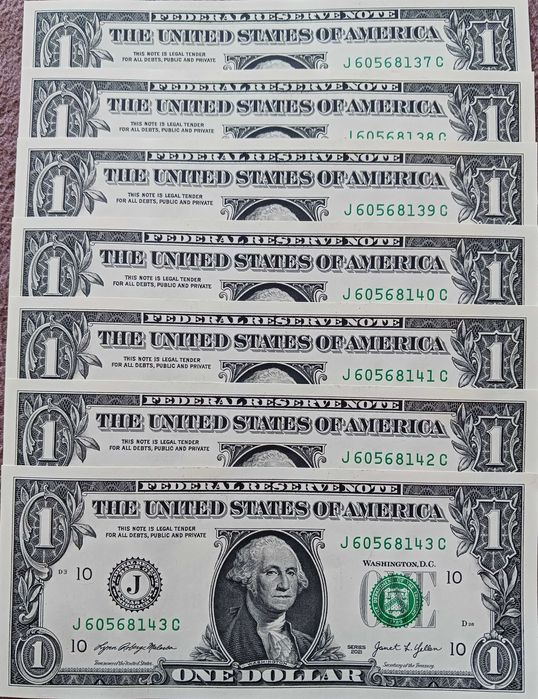 7 x 1 $ USA G.Washington 2021 r. - Kansas City Missouri "J"-mennicze