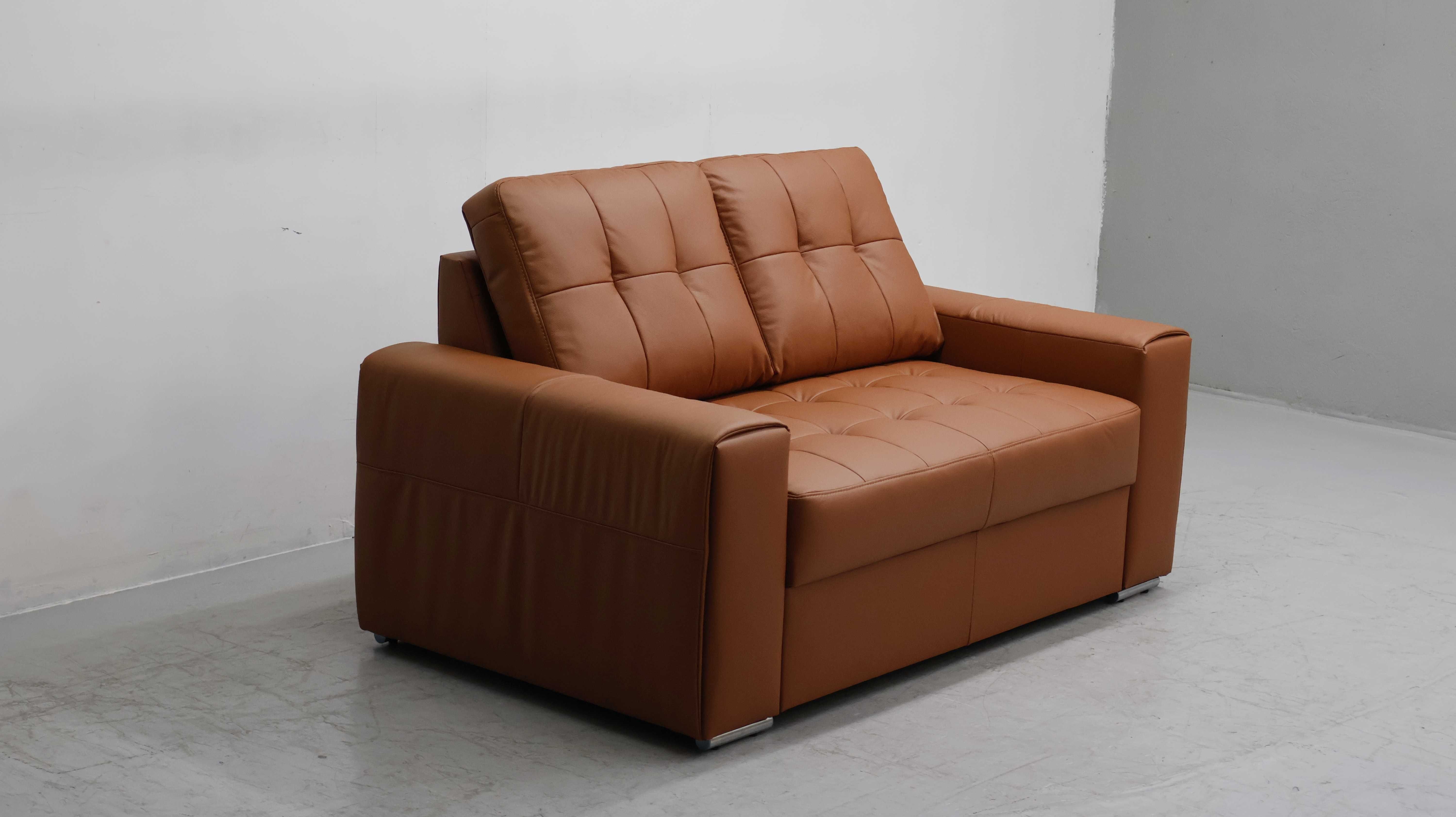 2 os sofa, kanapa, karmelowa SKÓRA naturalna 3999 skóra Madras brąz