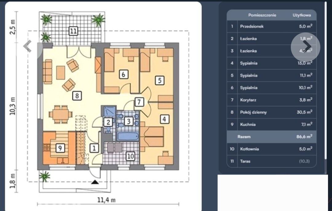 Dom Wągrowiec Sienno 92m2, działka 1000m2.