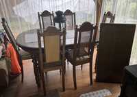 Duży stół rozsuwany + 6 krzeseł do odnowienia + gratisy