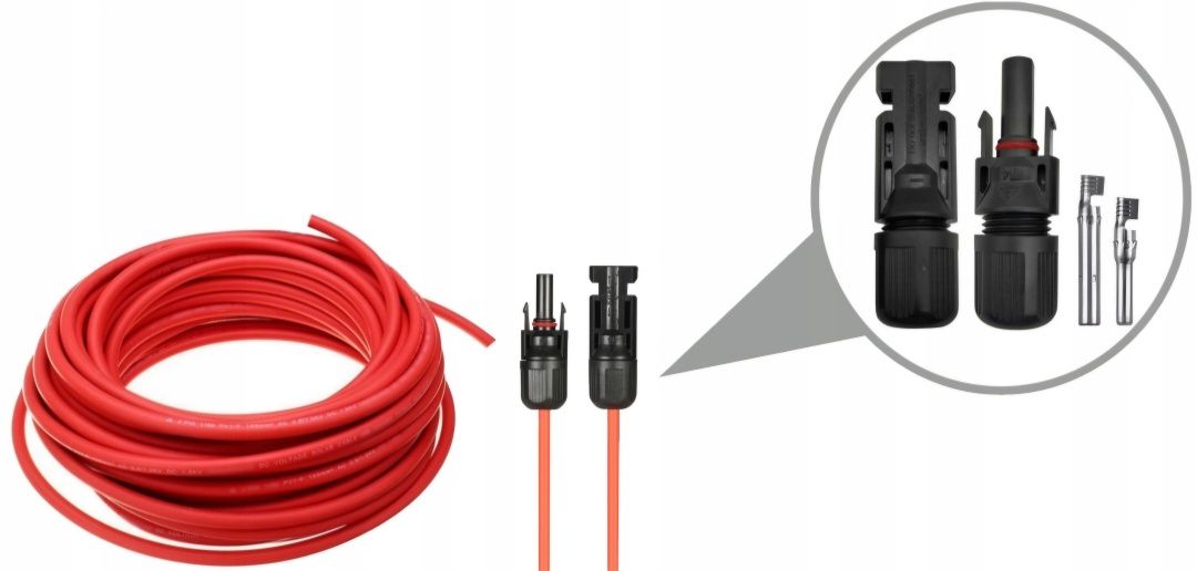 Przedłużacz Kabel Solarny 5m 6mm2 PV MC4 do Panela