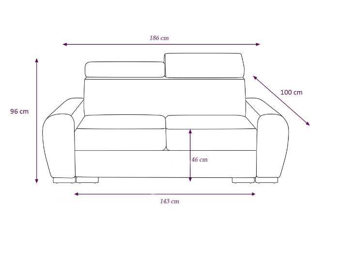 Sofa Z Zagłówkami 186 Cm  Apollo KS05N Duża Powierzchnia Spania