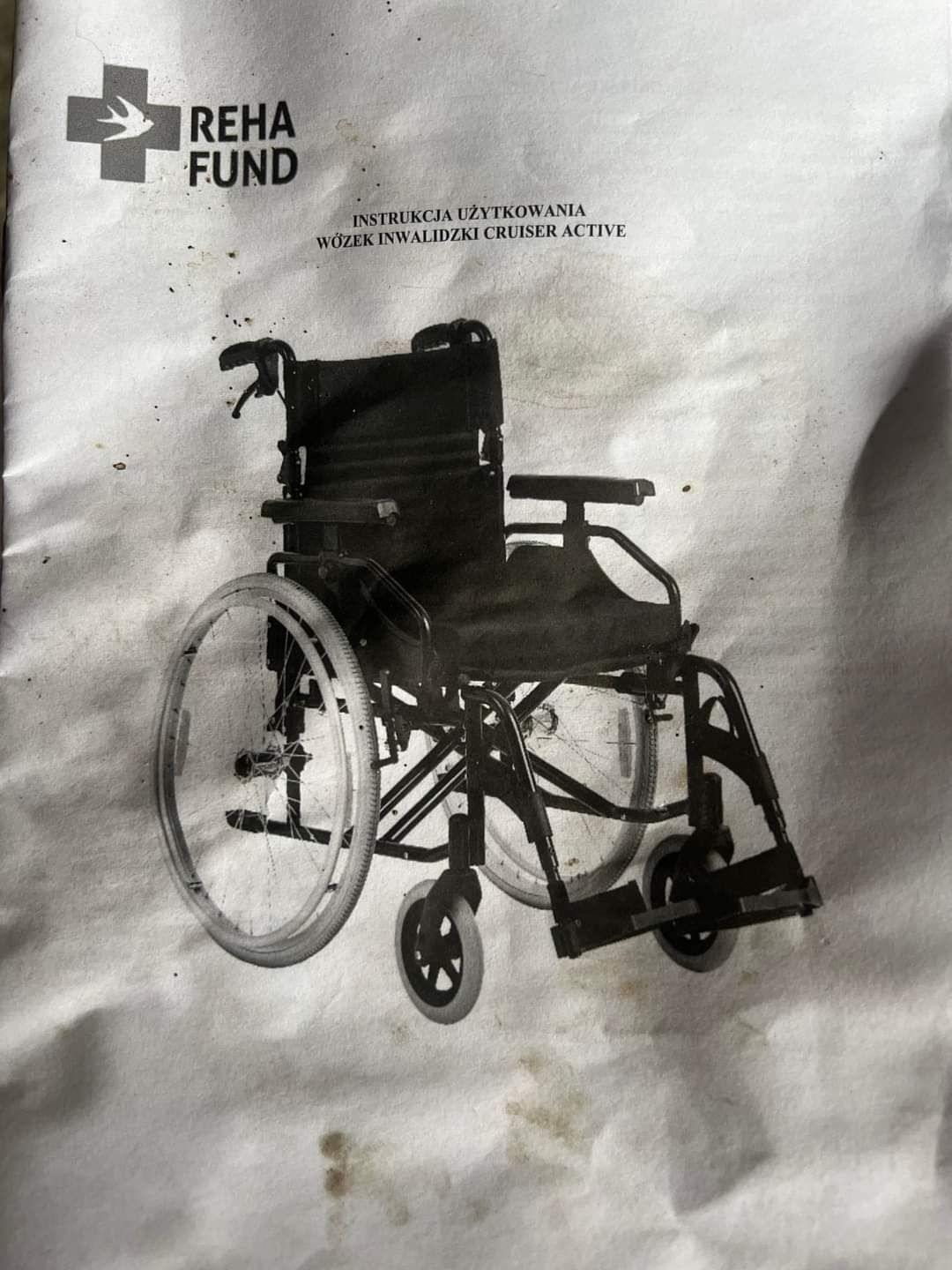 Wózek inwalidzki, łaska trójnóg.